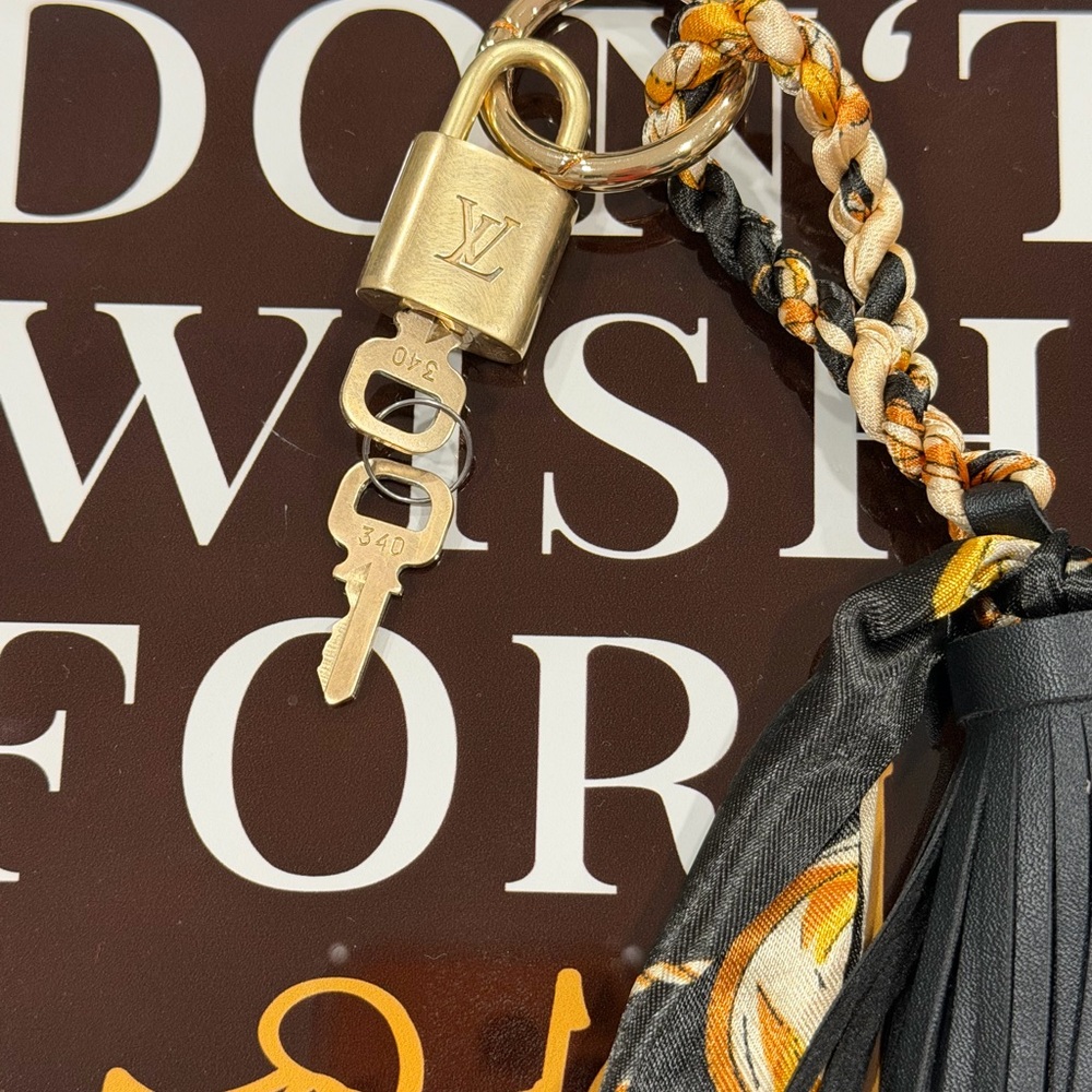 Authentic Louis Vuitton Padlock with keys and unbranded tassel keychain/bagcharm